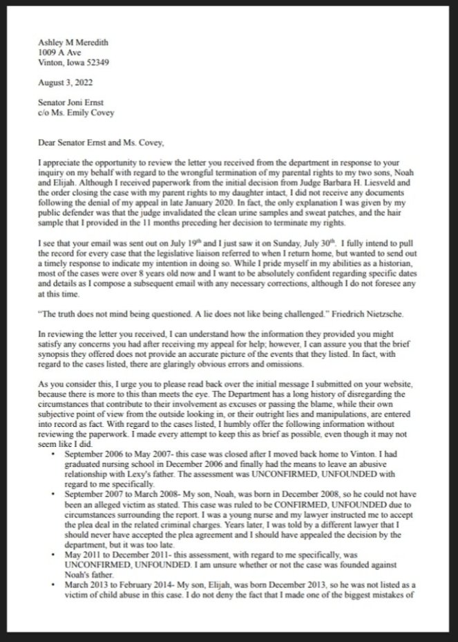 Response to Senator Ernst RE: DHS letter